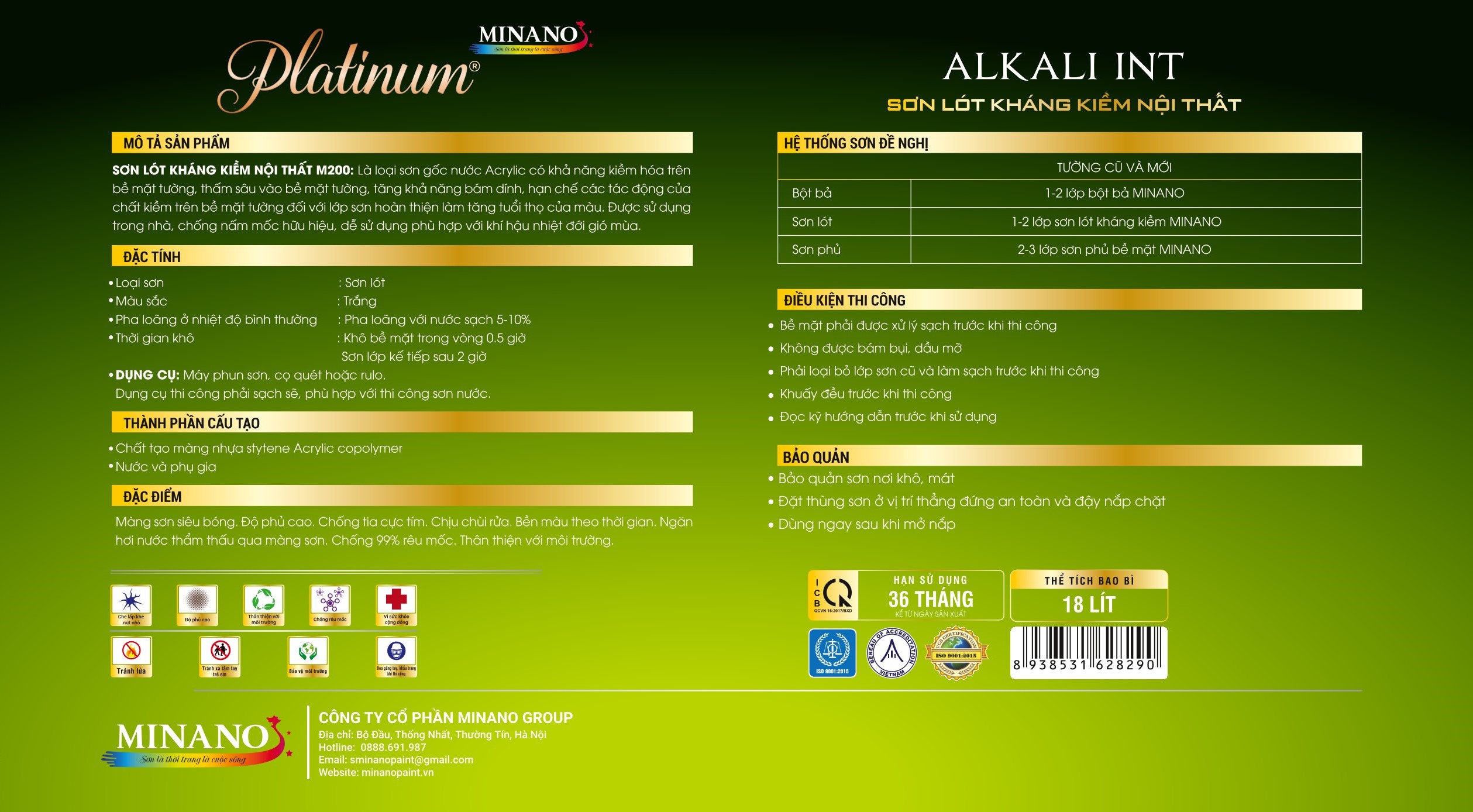 Đặc tính kỹ thuật của sơn lót chống kiềm ALKALI INT