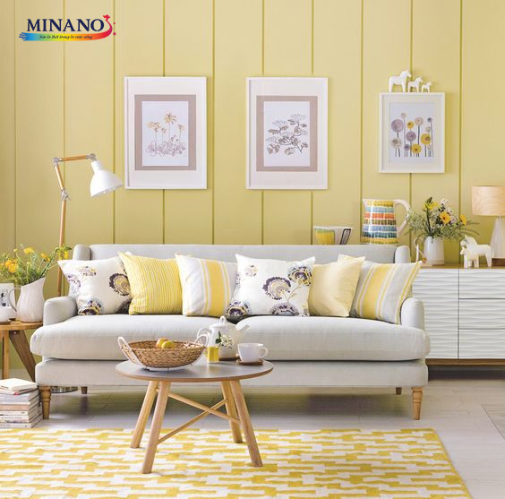 Mẫu màu sơn nhà đẹp tone trắng vàng cho người mệnh Kim