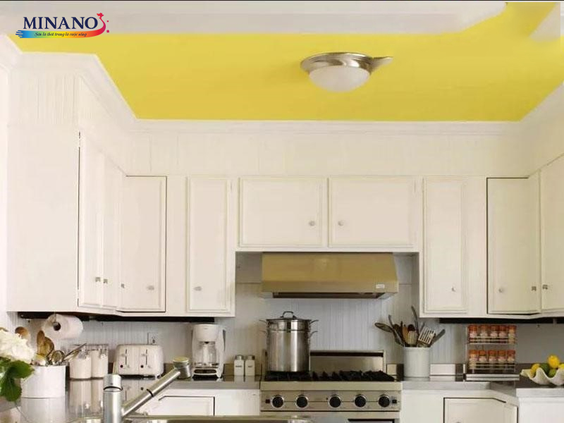 Mẫu sơn trần màu vàng chanh kết hợp cùng tường trắng