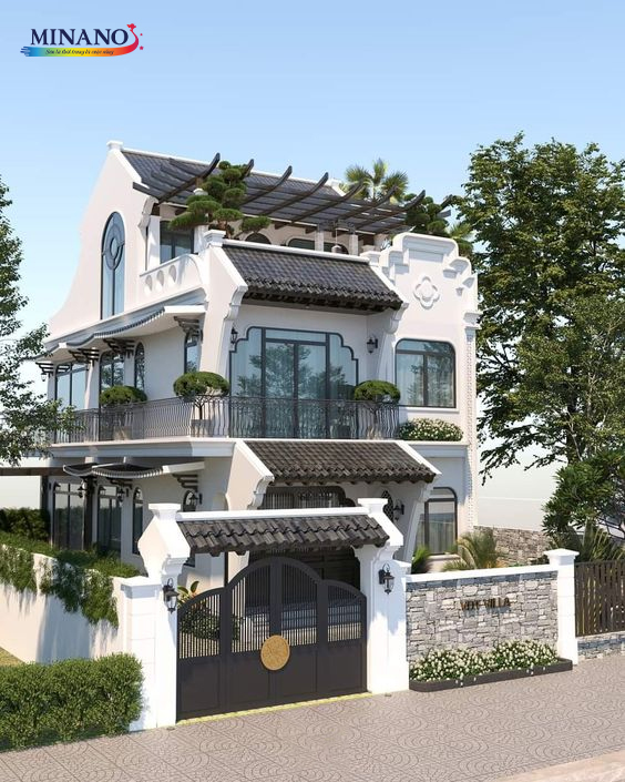 Sơn ngoại thất màu kem cho nhà biệt thự sang trọng