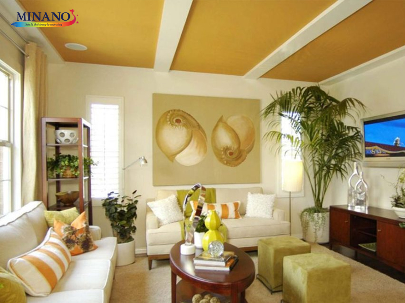 Trần nhà màu vàng sét tạo sự ấn tượng