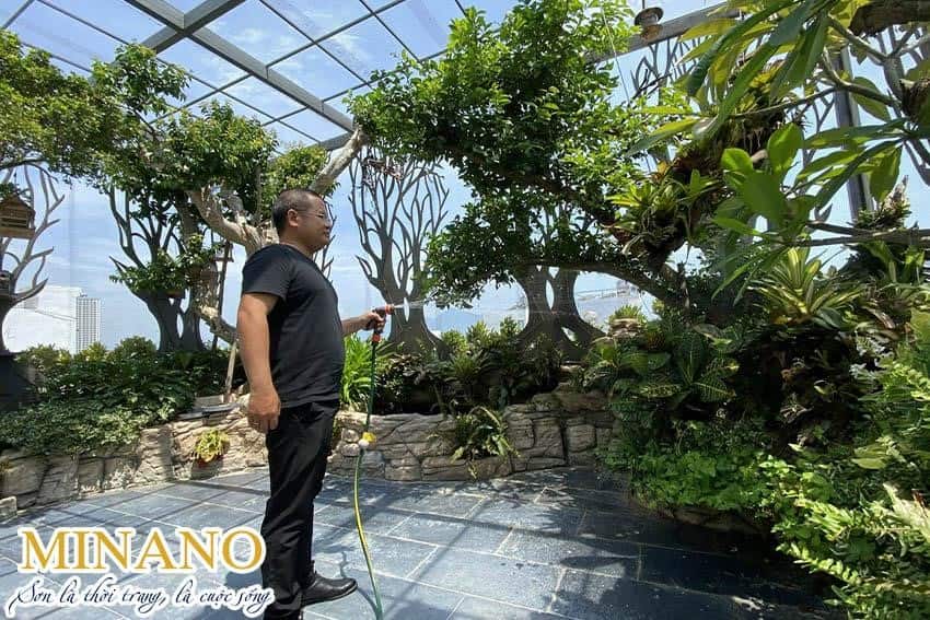 Tưới nước thường xuyên cũng sẽ khiến sân thượng bị đọng nước