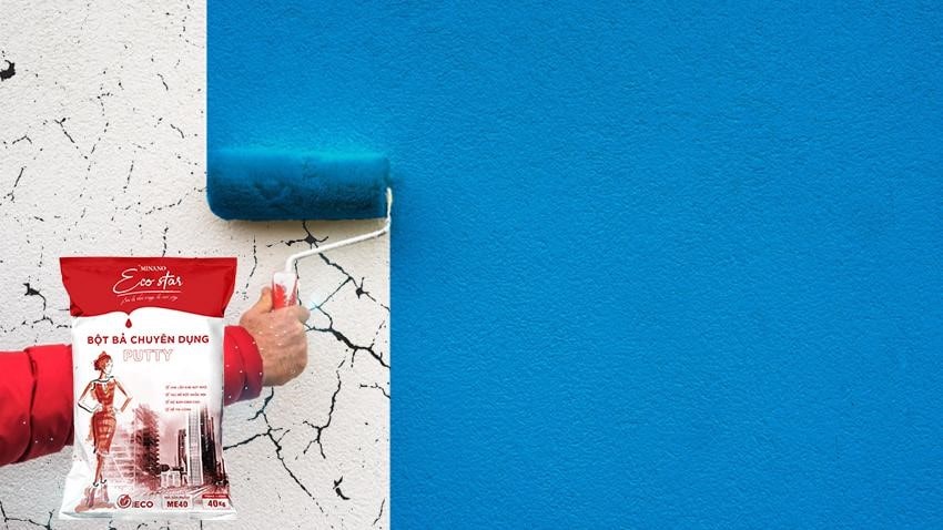 Bột bả chuyên dụng Putty Eco Nano sử dụng để lấp đi những vết nứt tường