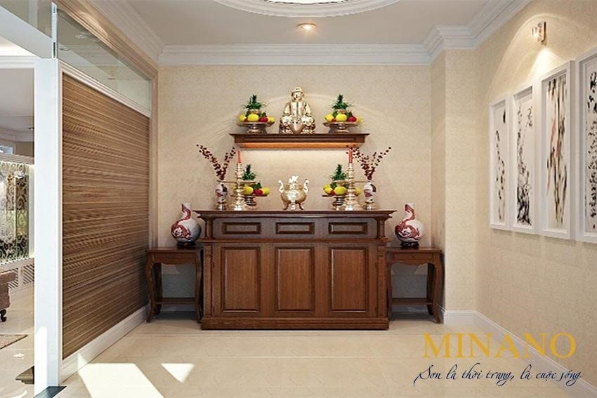 Sơn phòng thờ màu kem sữa