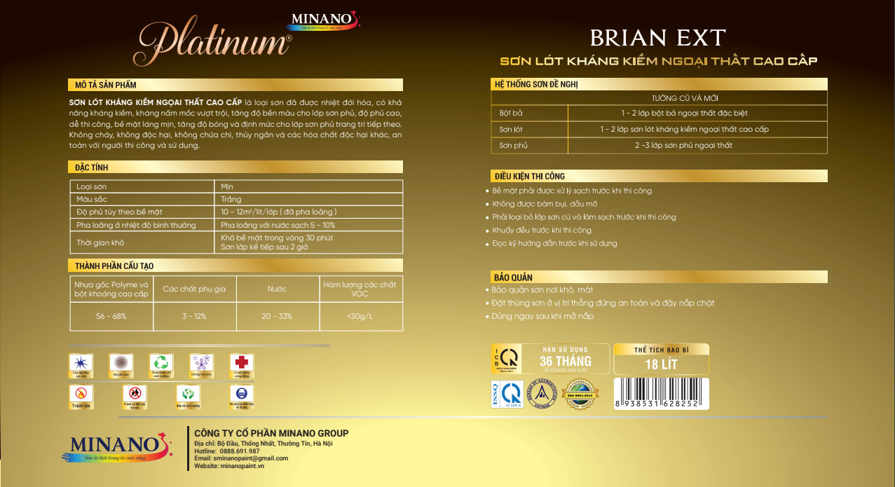 Hình ảnh mô tả: Đặc tính kỹ thuật của sơn Brian Ext
