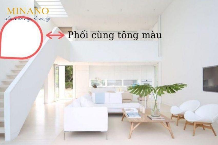sử dụng màu sơn tường cùng tone để tạo sự hài hòa