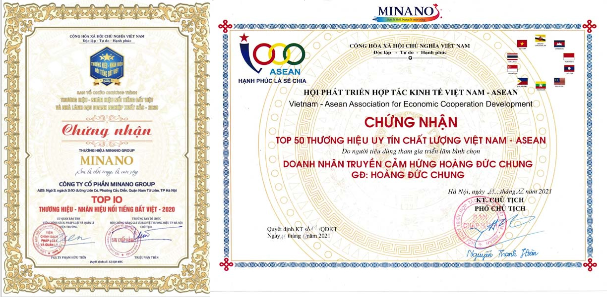 Chứng nhận Minano đạt được