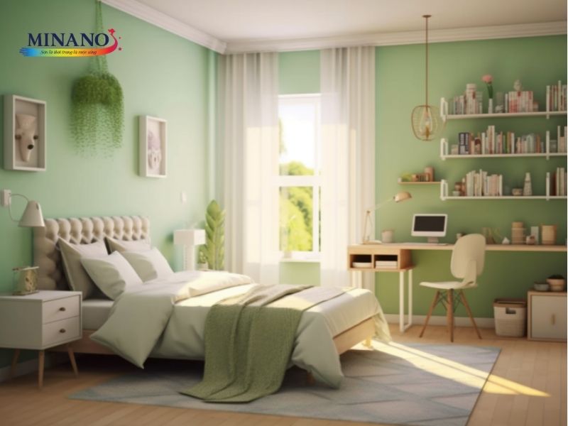 Phòng ngủ xinh xắn điểm nội thất trắng