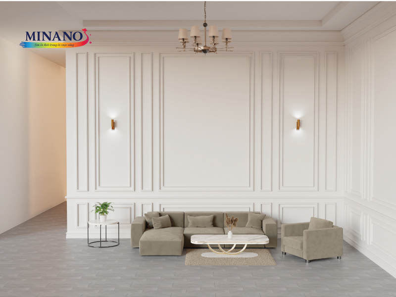 Phòng khách màu trắng đơn giản nhưng lại rất sang trọng